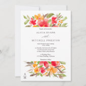 Rode oranje waterverf herfst kerkbruiloft kaart (Voorkant)