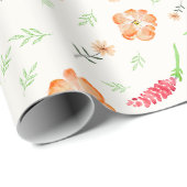 Rode & Oranje Wilde Bloem Waterverf Inpakpapier (Rol Hoek)