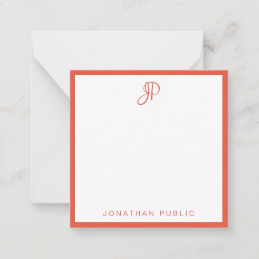 Rode Oranje witte handgeschreven monogram Sjabloon (Voorkant)