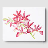 Rode orchidebloemen waterverf botanische bruiloft gastenboek (Achterkant)