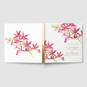 Rode orchidebloemen waterverf botanische bruiloft gastenboek (Volledig)