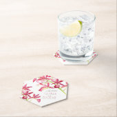 Rode orchidebloemen waterverf botanische bruiloft kartonnen onderzetters (Insitu)