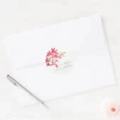 Rode orchidebloemen waterverf botanische bruiloft ronde sticker (Envelop)