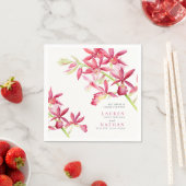 Rode orchidebloemen waterverf botanische bruiloft servet (Insitu)