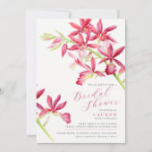 Rode orchidee aquarel botanische bruidsdouche kaart (Voorkant)