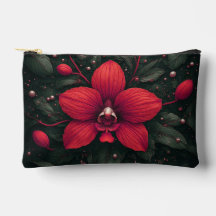 Rode orchidee bloeit met groene bladeren