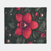 Rode orchidee bloeit met groene bladeren fleece deken (Voorkant (Horizontaal))