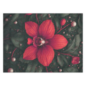 Rode orchidee bloeit met groene bladeren tafelkleed (Voorkant (Horizontaal))