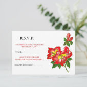 Rode Orchidee Huwelijksbloem RSVP Aankondiging 2 (Staand voorkant)