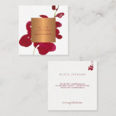 Rode orchidee koperen roos gouden lippenstift dist vierkante visitekaartje (Voorkant / Achterkant)