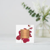 Rode orchidee koperen roos gouden lippenstift dist vierkante visitekaartje (Staand voorkant)