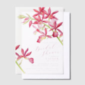 Rode orchidee waterverf botanisch vrijgezellenfees vellum uitnodigingen (Offset)