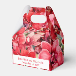 Rode Orchideeën Aquarel Favor Dozen Bedankdoosjes