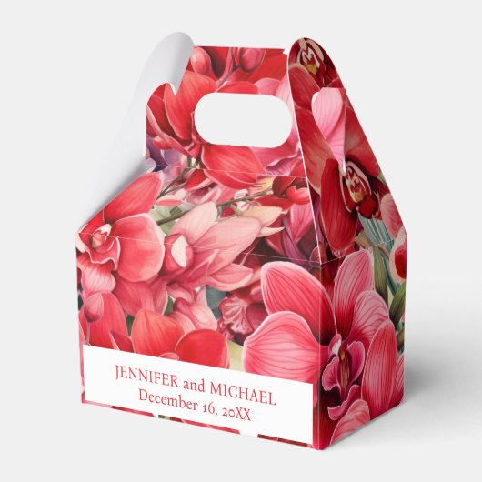 Rode Orchideeën Aquarel Favor Dozen Bedankdoosjes (Voorkant Zijde)