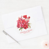 Rode Orchideeën Bloem Bloemige Bruiloft Ronde Sticker (Envelop)