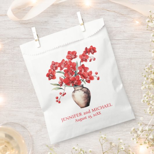 Rode Orchideeën Bloemen Bloemen Huwelijk Bedankzakje (Geknipt)