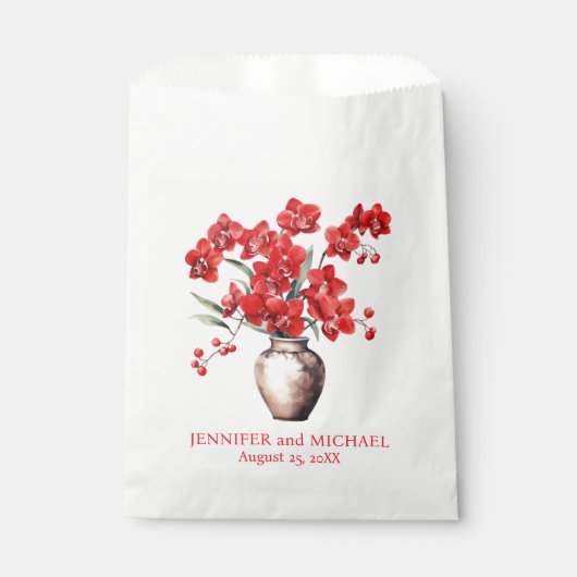 Rode Orchideeën Bloemen Bloemen Huwelijk Bedankzakje (Voorkant)