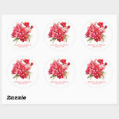Rode Orchideeën Bloemen Bloemen Huwelijk Ronde Sticker (Vel)