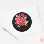 Rode Orchideeën Bloemen Bloemen Huwelijk Ronde Sticker (Envelop)