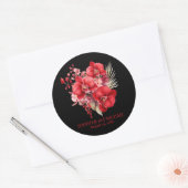 Rode Orchideeën Bloemen Bloemen Huwelijk Ronde Sticker (Envelop)