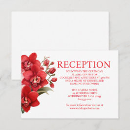 Rode Orchideeën Bruiloftsreceptie Enclusiekaart Informatiekaartje