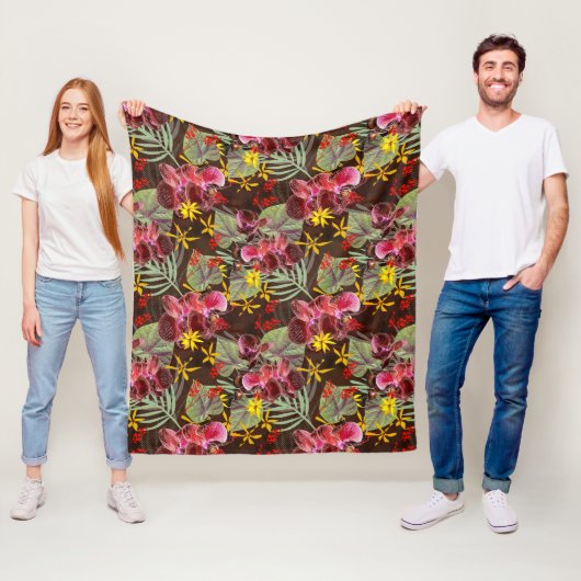 Rode orchideeën. fleece deken (In situ)