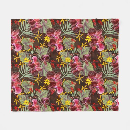 Rode orchideeën. fleece deken (Voorkant (Horizontaal))