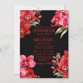 Rode orchideeën in één bruiloft kaart (Voorkant)