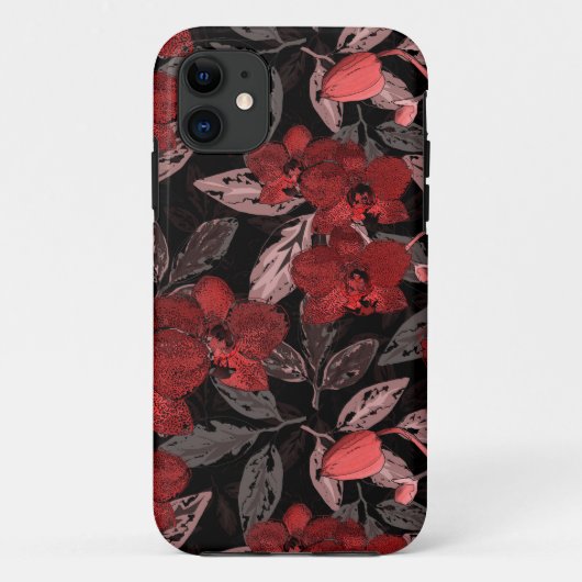 Rode orchideeën op zwart. Case-Mate iPhone case (Achterkant)