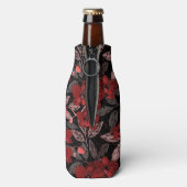 Rode orchideeën op zwart. flesjeskoeler (Fles Achterkant)