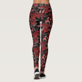 Rode orchideeën op zwart. leggings (Achterkant)