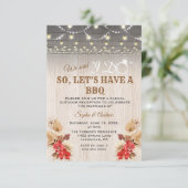 Rode Orchideeën Pampas Gras Hout Na I DO BBQ Kaart (Staand voorkant)