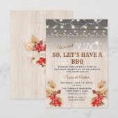 Rode Orchideeën Pampas Gras Hout Na I DO BBQ Kaart (Voorkant / Achterkant)