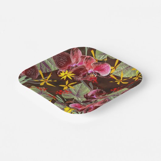 Rode orchideeën. papieren bordje (Gebogen)