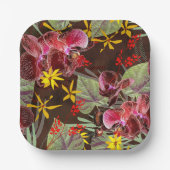 Rode orchideeën. papieren bordje (Voorkant)