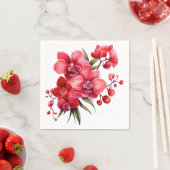 Rode Orchideeën Rood en Wit Huwelijk Servet (Insitu)