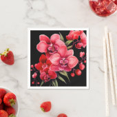 Rode Orchideeën Rood en Zwart Huwelijk Servet (Insitu)