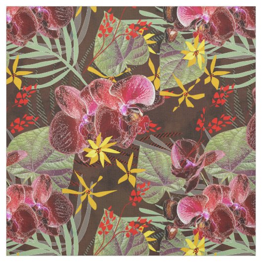 Rode orchideeën. stof (Swatch)