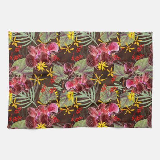 Rode orchideeën. theedoek (Horizontaal)
