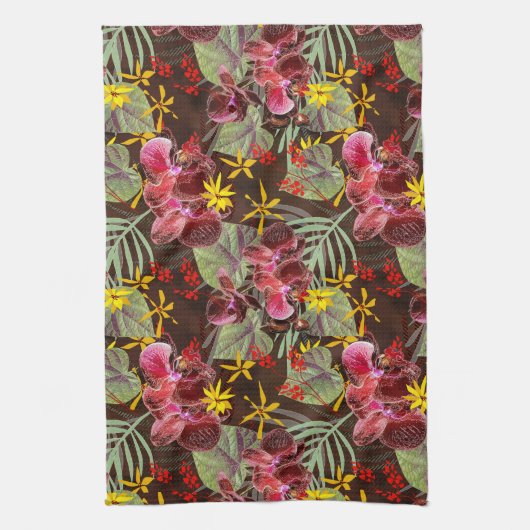 Rode orchideeën. theedoek (Verticaal)
