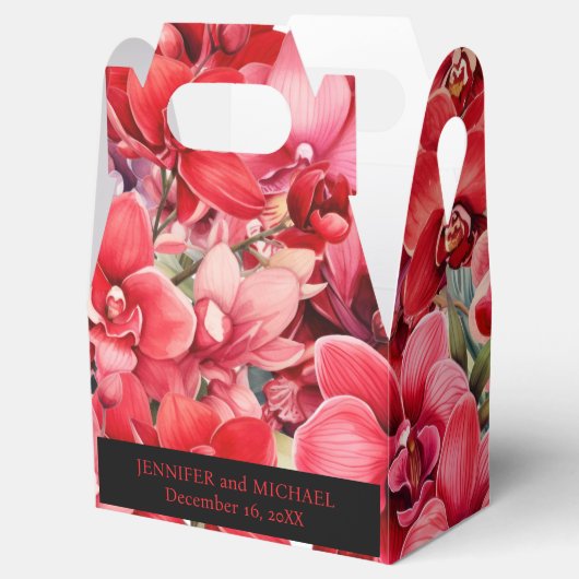 Rode Orchideeën Waterverf Favoriete Dozen Bedankdoosjes (Geopend)