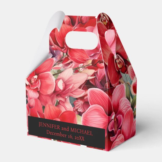 Rode Orchideeën Waterverf Favoriete Dozen Bedankdoosjes (Voorkant Zijde)