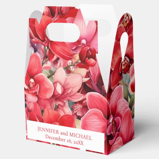Rode Orchideeën Waterverf Favoriete Dozen Bedankdoosjes (Geopend)