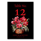 Rode Orchideeën Waterverf Trouwtafel Nummer Kaart (Achterkant)