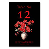 Rode Orchideeën Waterverf Trouwtafel Nummer Kaart (Achterkant)