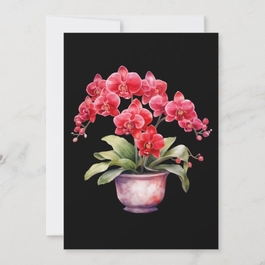 Rode Orchideeën Winter Zomer Huwelijksuitnodiginge Kaart (Achterkant)