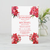 Rode Orchideeën Winter Zomer Huwelijksuitnodiginge Kaart (Staand voorkant)