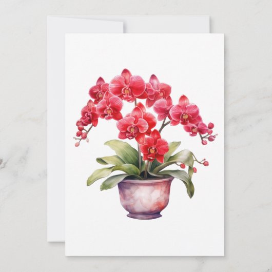 Rode Orchideeën Winter Zomer Huwelijksuitnodiginge Kaart (Achterkant)