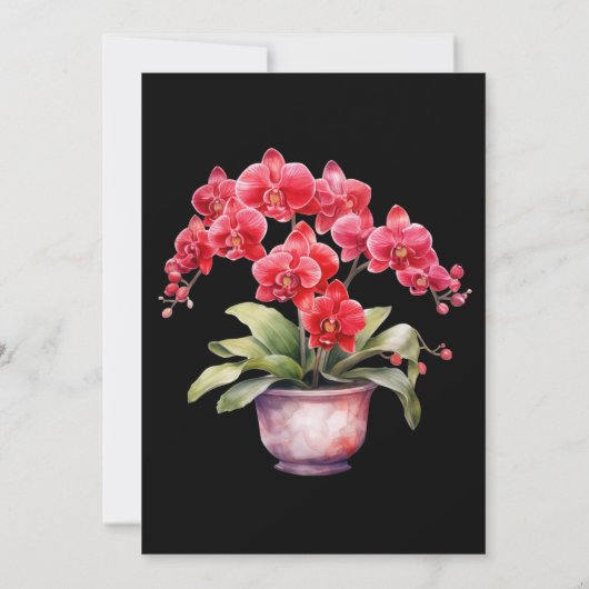 Rode Orchideeën Winter Zomer Huwelijksuitnodiginge Kaart (Achterkant)