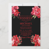 Rode Orchideeën Winter Zomer Huwelijksuitnodiginge Kaart (Voorkant)